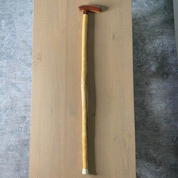 Two Tone Color T-Handle Wood Walking Cane - Rubber Tip - Length 36" - Picture 2 of 9